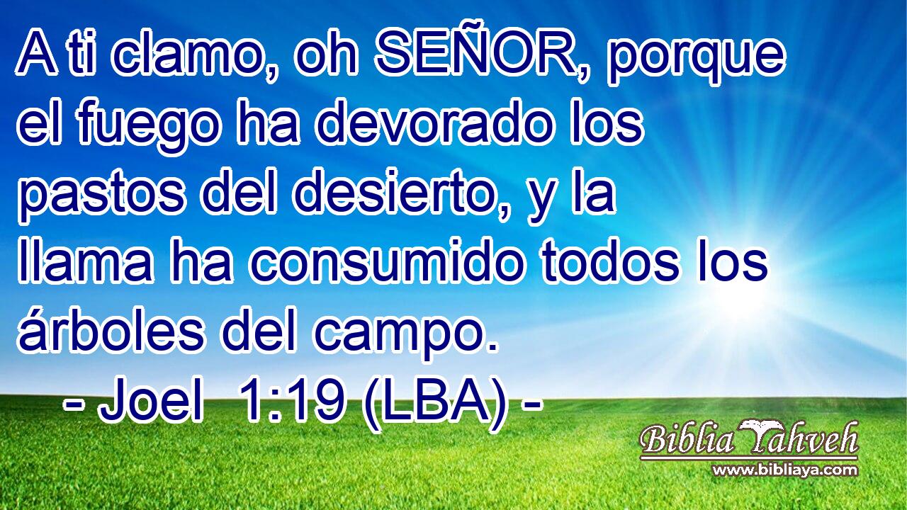 A ti clamo, oh SEÑOR, porque el fuego ha devorado los pastos del desierto, y la llama ha consumido todos los árboles del campo.