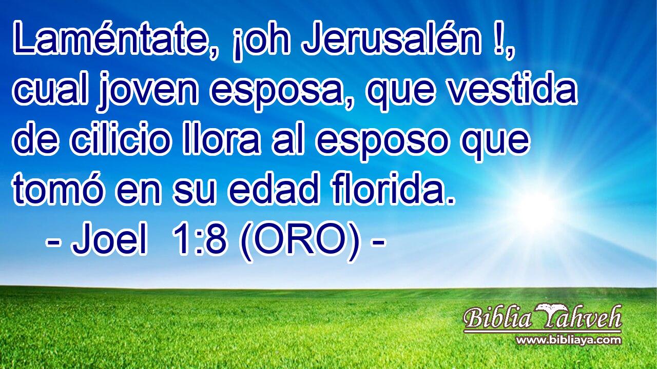  Laméntate, ¡oh Jerusalén !, cual joven esposa, que vestida de cilicio llora al esposo que tomó en su edad florida. 
