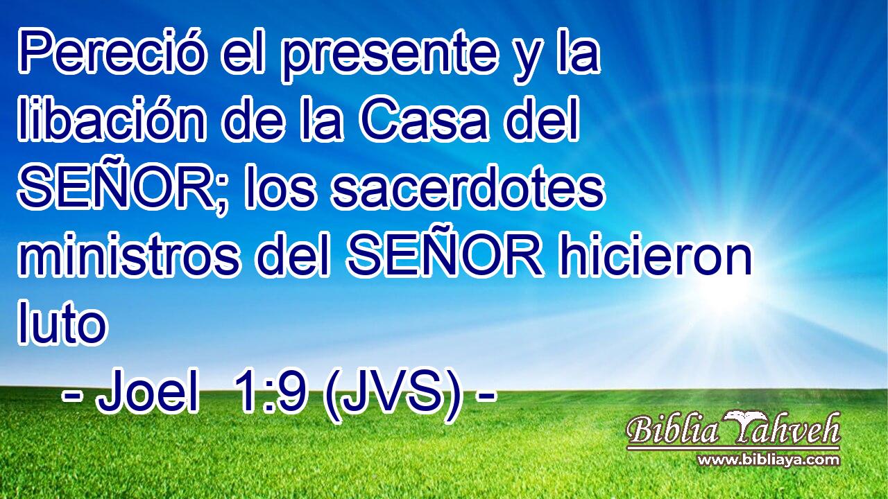Pereció el presente y la libación de la Casa del SEÑOR; los sacerdotes ministros del SEÑOR hicieron luto