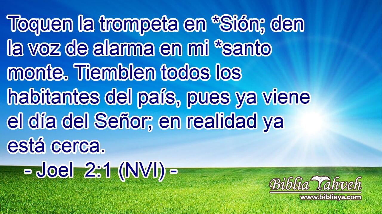  Toquen la trompeta en *Sión; den la voz de alarma en mi *santo monte. Tiemblen todos los habitantes del país, pues ya viene el día del Señor; en realidad ya está cerca. 