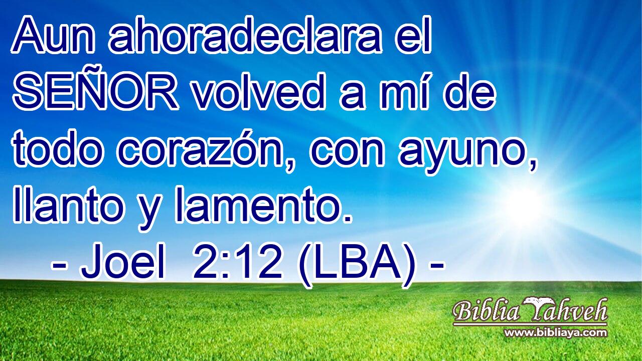 Aun ahoradeclara el SEÑOR volved a mí de todo corazón, con ayuno, llanto y lamento.