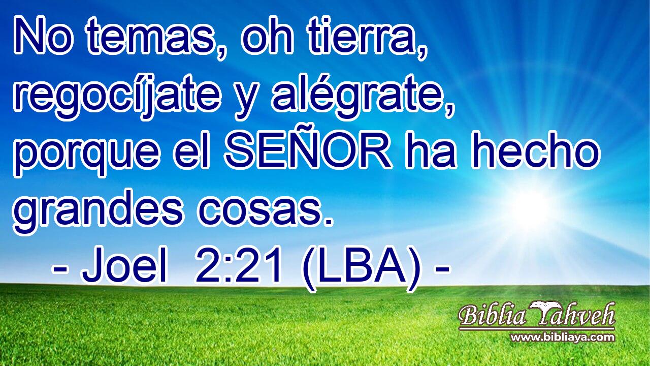 No temas, oh tierra, regocíjate y alégrate, porque el SEÑOR ha hecho grandes cosas.