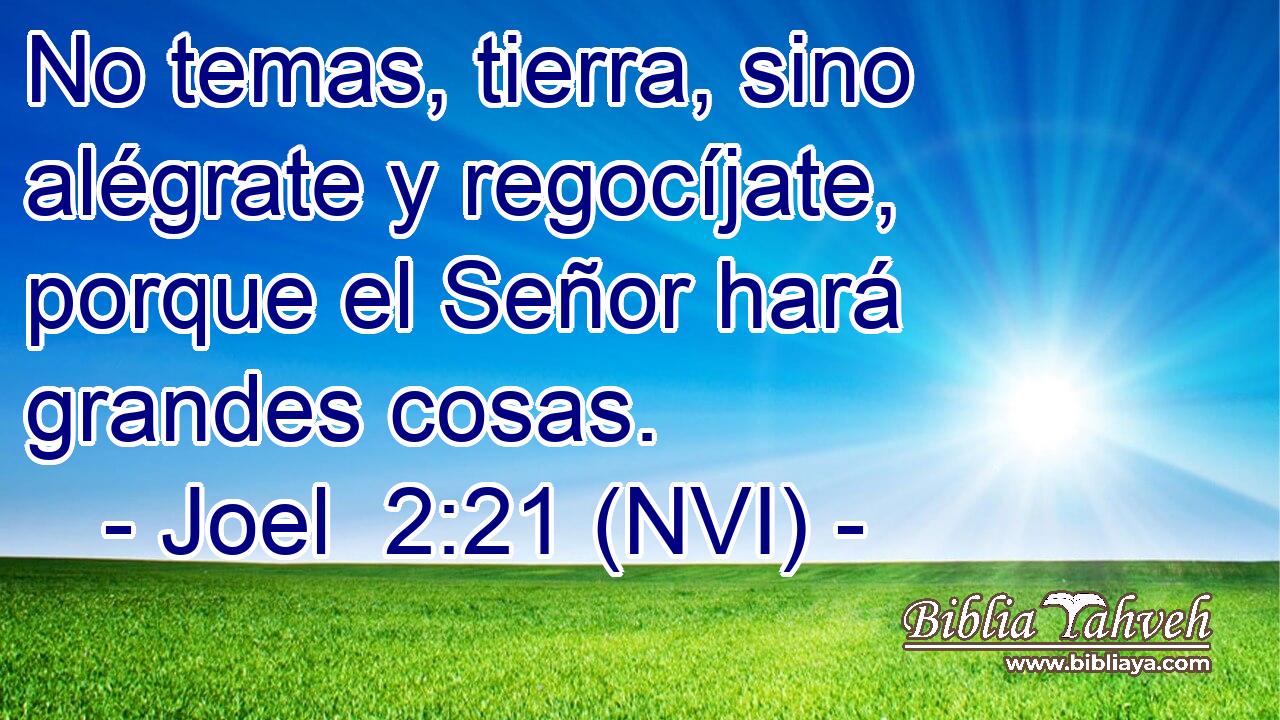  No temas, tierra, sino alégrate y regocíjate, porque el Señor hará grandes cosas. 