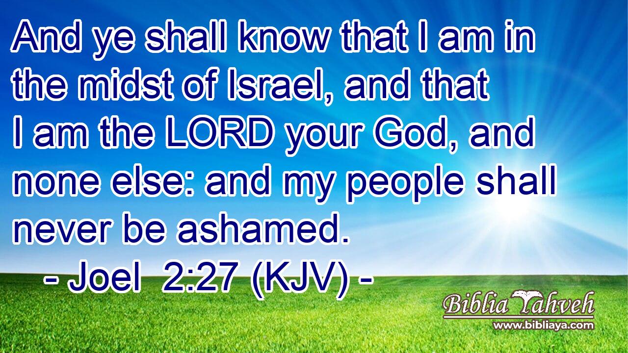 And ye shall know that I am in the midst of Israel, and that I am the LORD your God, and none else: and my people shall never be ashamed.