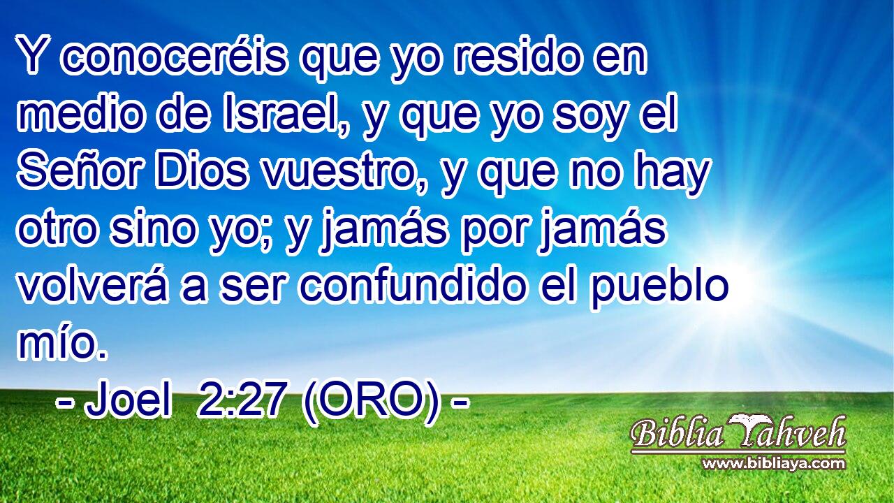  Y conoceréis que yo resido en medio de Israel, y que yo soy el Señor Dios vuestro, y que no hay otro sino yo; y jamás por jamás volverá a ser confundido el pueblo mío. 