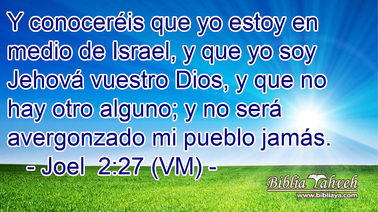  Y conoceréis que yo estoy en medio de Israel, y que yo soy Jehová vuestro Dios, y que no hay otro alguno; y no será avergonzado mi pueblo jamás. 