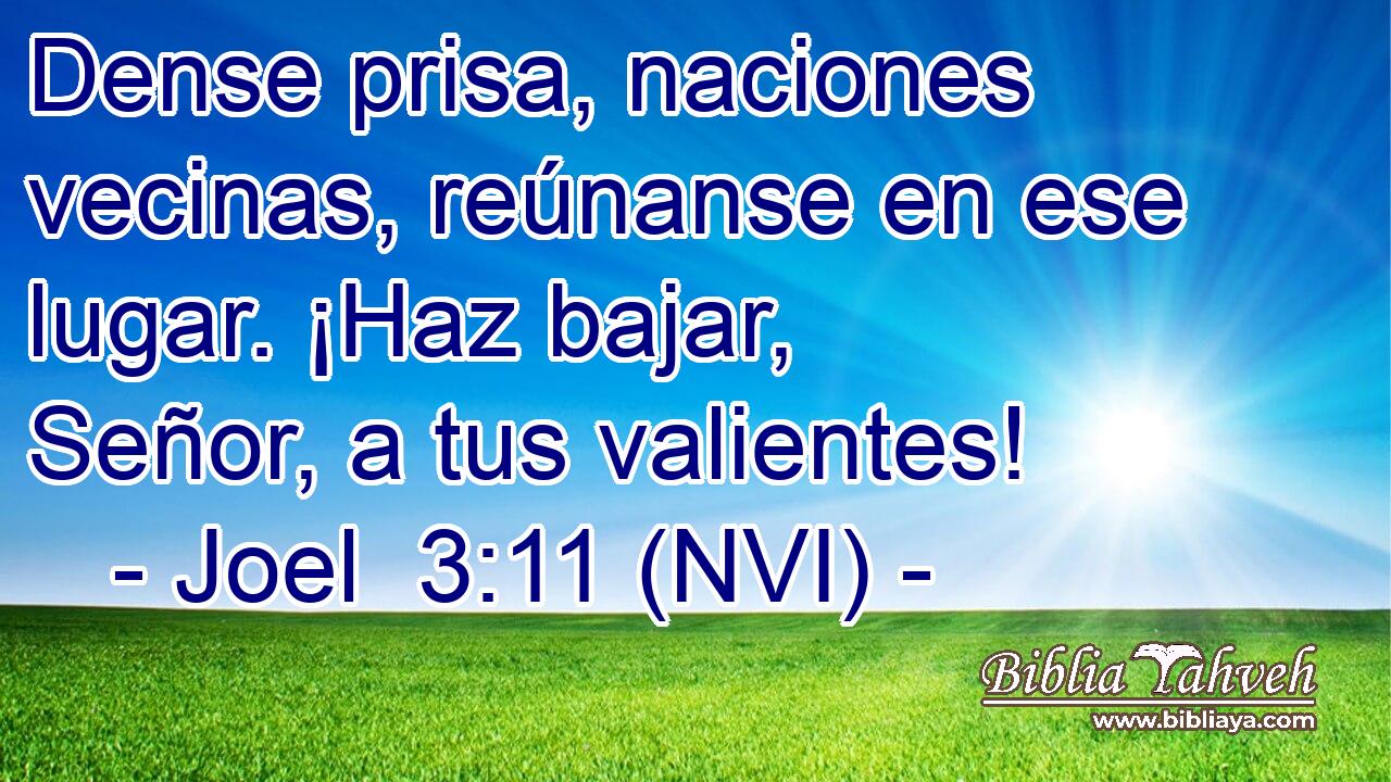  Dense prisa, naciones vecinas, reúnanse en ese lugar. ¡Haz bajar, Señor, a tus valientes! 