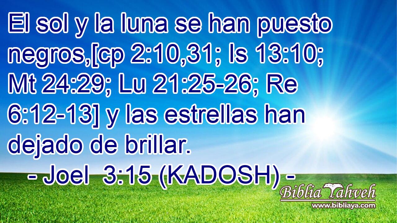  El sol y la luna se han puesto negros,[cp 2:10,31; Is 13:10; Mt 24:29; Lu 21:25-26; Re 6:12-13] y las estrellas han dejado de brillar. 
