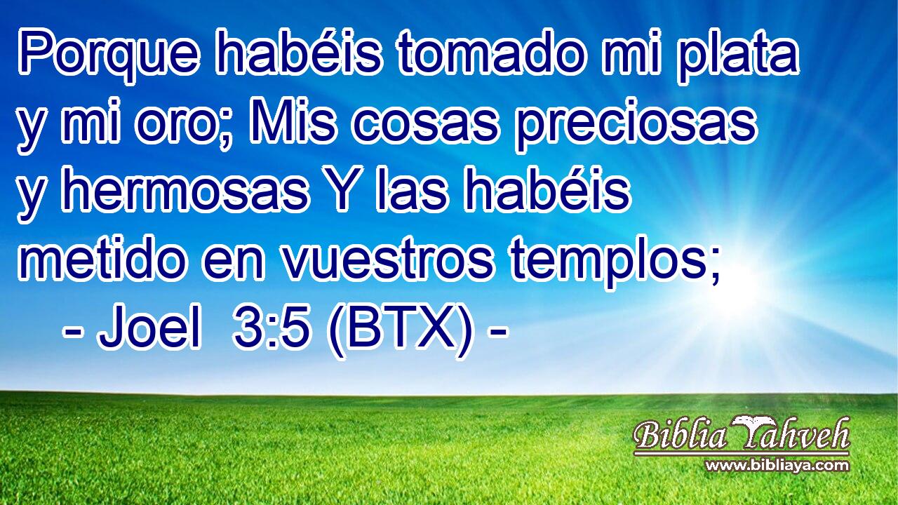 Porque habéis tomado mi plata y mi oro; Mis cosas preciosas y hermosas Y las habéis metido en vuestros templos;