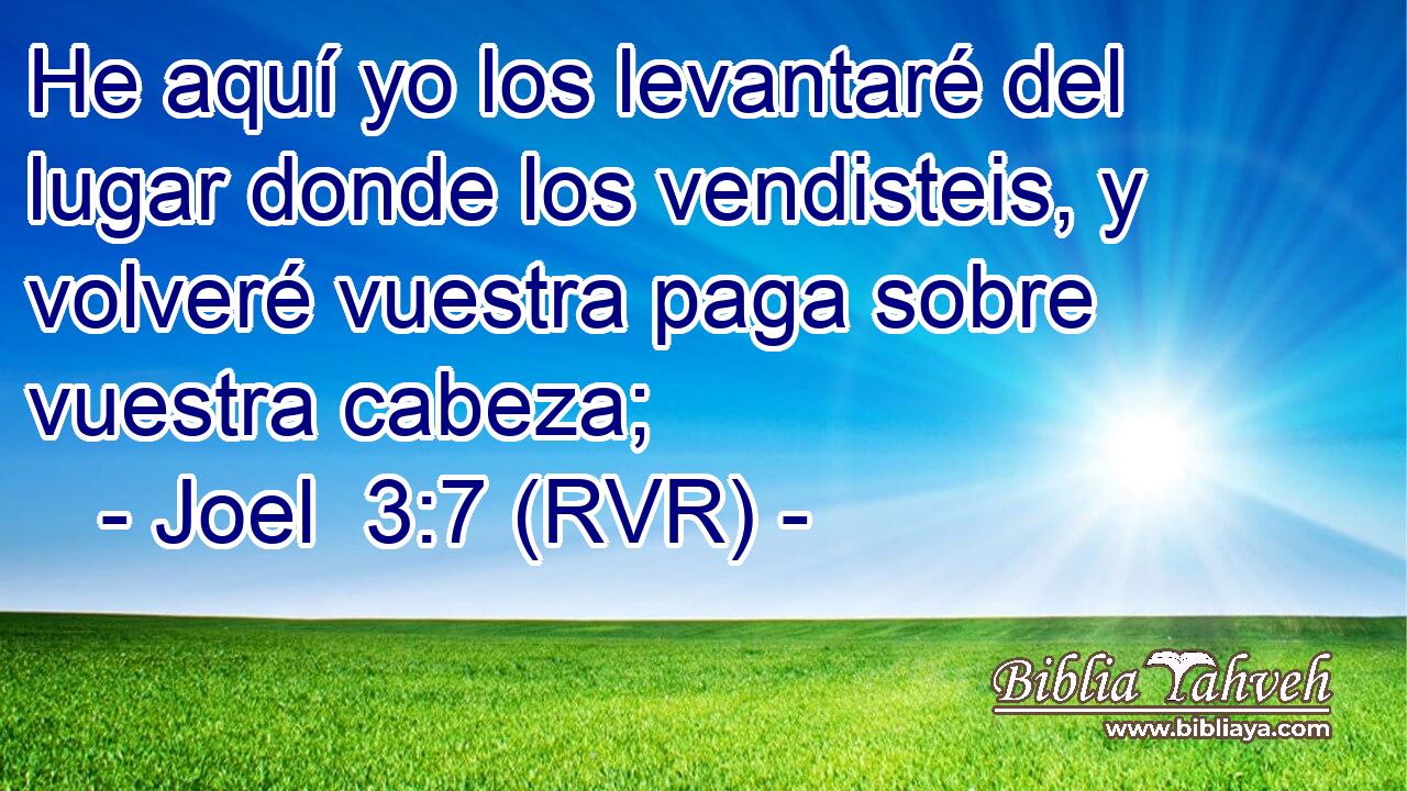 He aquí yo los levantaré del lugar donde los vendisteis, y volveré vuestra paga sobre vuestra cabeza;