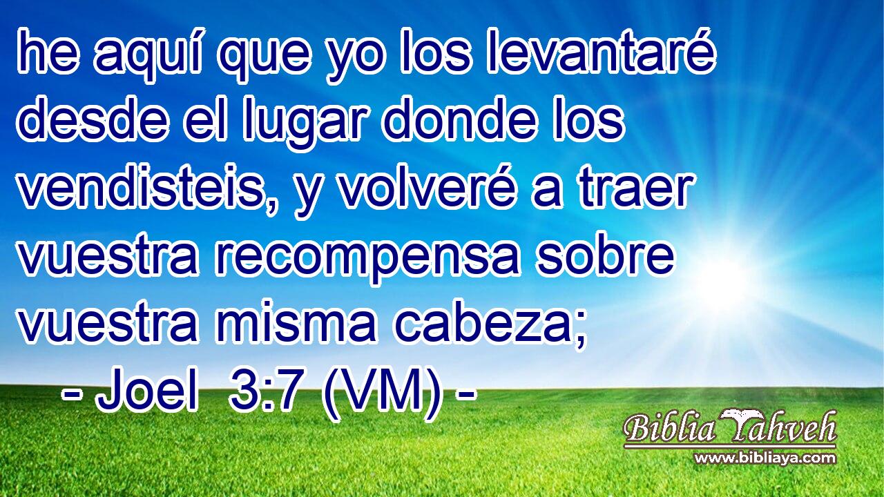  he aquí que yo los levantaré desde el lugar donde los vendisteis, y volveré a traer vuestra recompensa sobre vuestra misma cabeza; 