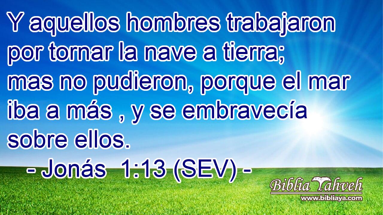 Y aquellos hombres trabajaron por tornar la nave a tierra; mas no pudieron, porque el mar iba a más , y se embravecía sobre ellos.