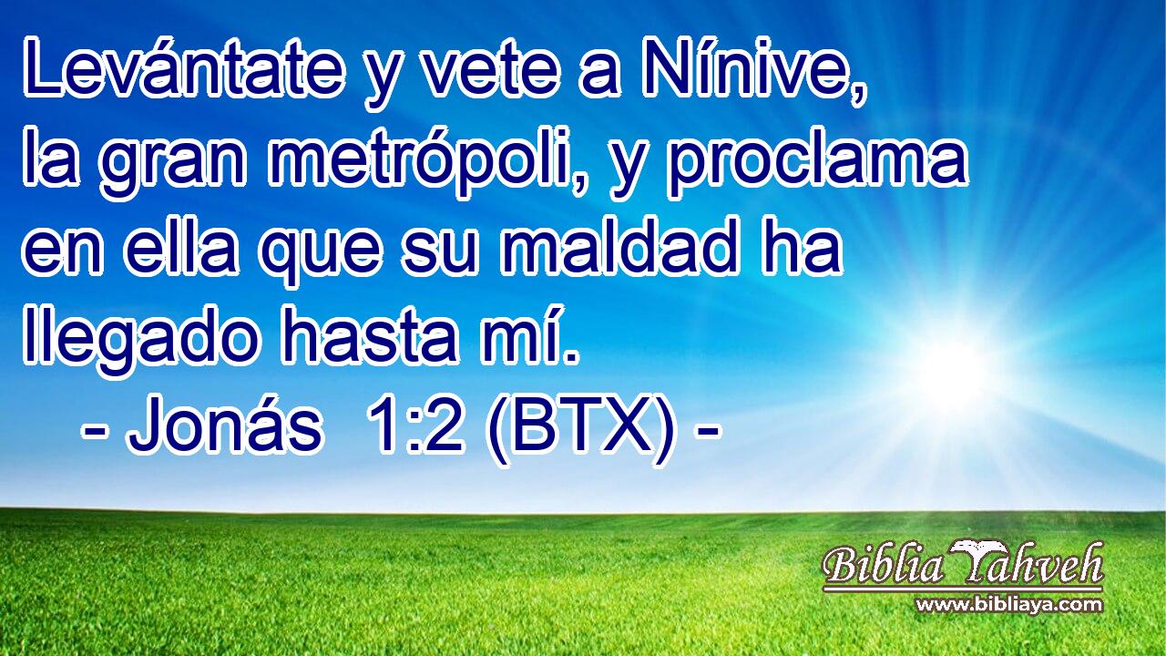 Levántate y vete a Nínive, la gran metrópoli, y proclama en ella que su maldad ha llegado hasta mí.