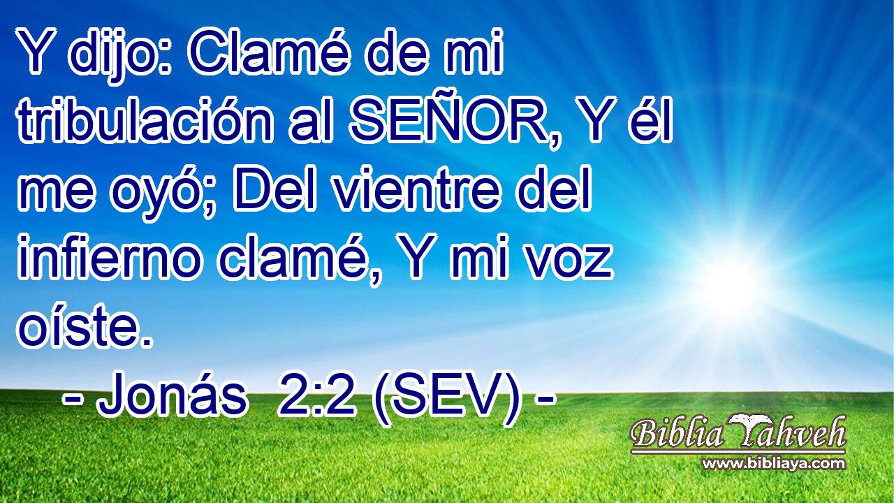Y dijo: Clamé de mi tribulación al SEÑOR, Y él me oyó; Del vientre del infierno clamé, Y mi voz oíste.