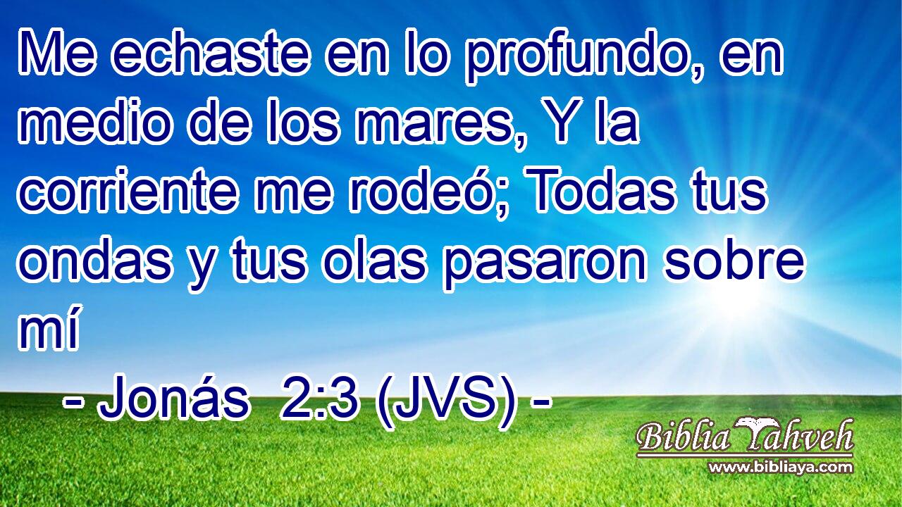 Me echaste en lo profundo, en medio de los mares, Y la corriente me rodeó; Todas tus ondas y tus olas pasaron sobre mí