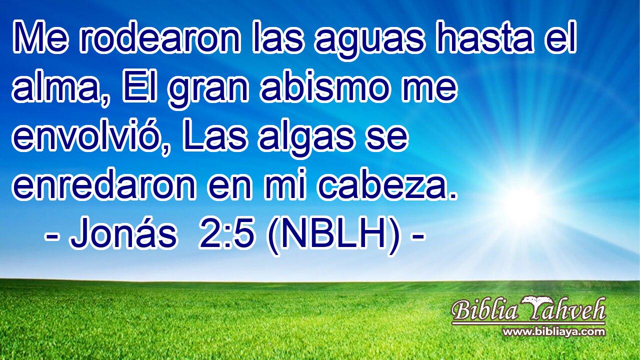  Me rodearon las aguas hasta el alma, El gran abismo me envolvió, Las algas se enredaron en mi cabeza. 