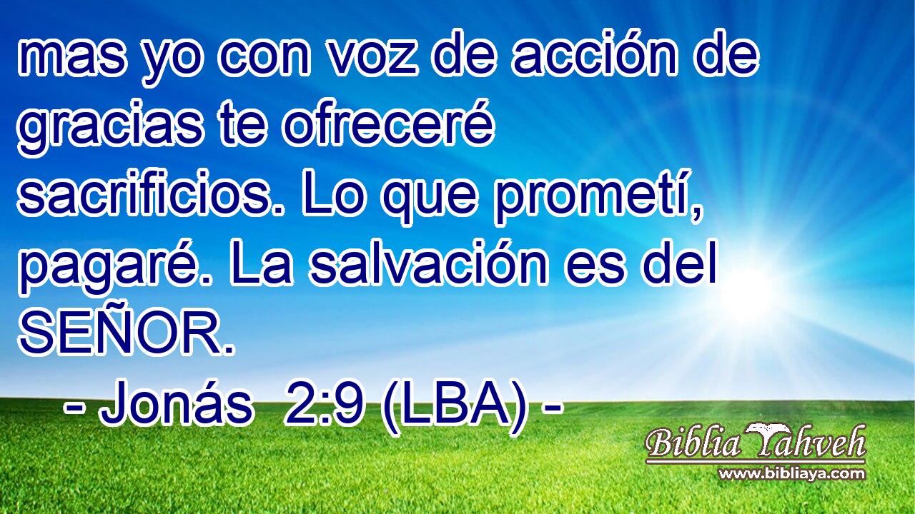 mas yo con voz de acción de gracias te ofreceré sacrificios. Lo que prometí, pagaré. La salvación es del SEÑOR.