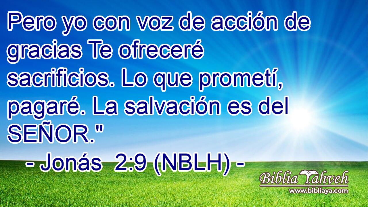  Pero yo con voz de acción de gracias Te ofreceré sacrificios. Lo que prometí, pagaré. La salvación es del SEÑOR.