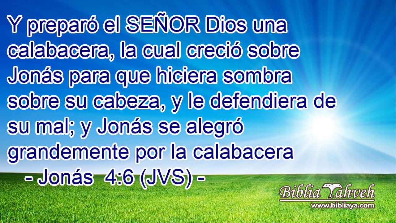 Y preparó el SEÑOR Dios una calabacera, la cual creció sobre Jonás para que hiciera sombra sobre su cabeza, y le defendiera de su mal; y Jonás se alegró grandemente por la calabacera