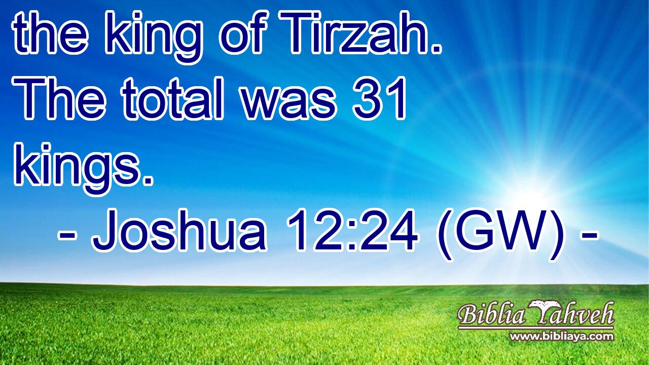  the king of Tirzah. The total was 31 kings.