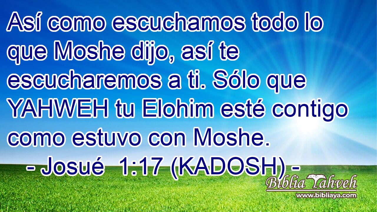  Así como escuchamos todo lo que Moshe dijo, así te escucharemos a ti. Sólo que YAHWEH tu Elohim esté contigo como estuvo con Moshe. 