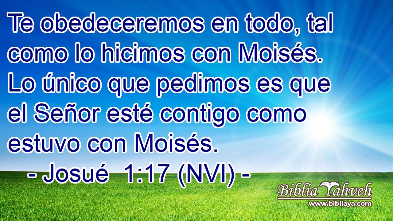  Te obedeceremos en todo, tal como lo hicimos con Moisés. Lo único que pedimos es que el Señor esté contigo como estuvo con Moisés. 