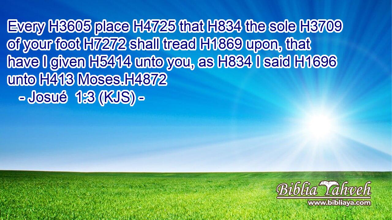 Every H3605 place H4725 that H834 the sole H3709 of your foot H7272 shall tread H1869 upon, that have I given H5414 unto you, as H834 I said H1696 unto H413 Moses.H4872