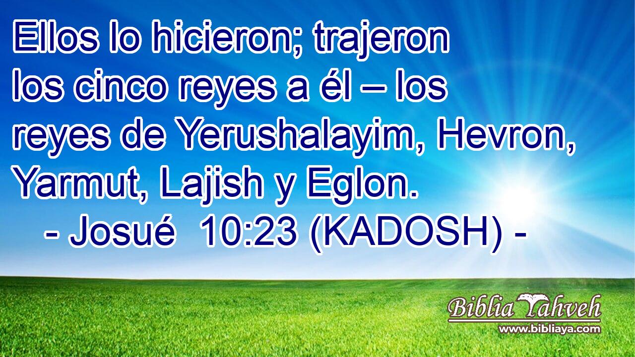  Ellos lo hicieron; trajeron los cinco reyes a él – los reyes de Yerushalayim, Hevron, Yarmut, Lajish y Eglon. 
