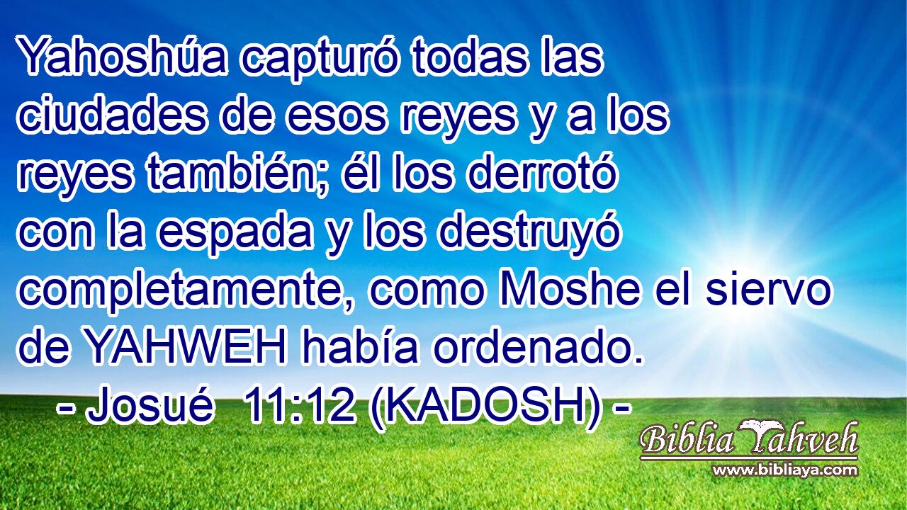  Yahoshúa capturó todas las ciudades de esos reyes y a los reyes también; él los derrotó con la espada y los destruyó completamente, como Moshe el siervo de YAHWEH había ordenado. 