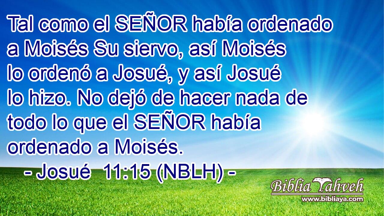 Tal como el SEÑOR había ordenado a Moisés Su siervo, así Moisés lo ordenó a Josué, y así Josué lo hizo. No dejó de hacer nada de todo lo que el SEÑOR había ordenado a Moisés. 