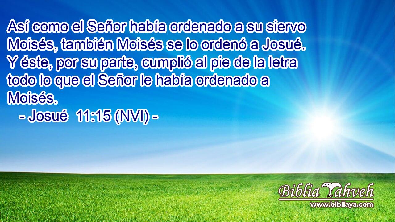  Así como el Señor había ordenado a su siervo Moisés, también Moisés se lo ordenó a Josué. Y éste, por su parte, cumplió al pie de la letra todo lo que el Señor le había ordenado a Moisés. 