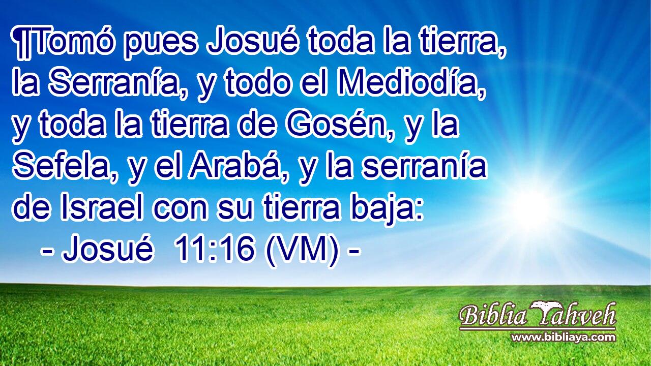  ¶Tomó pues Josué toda la tierra, la Serranía, y todo el Mediodía, y toda la tierra de Gosén, y la Sefela, y el Arabá, y la serranía de Israel con su tierra baja: 