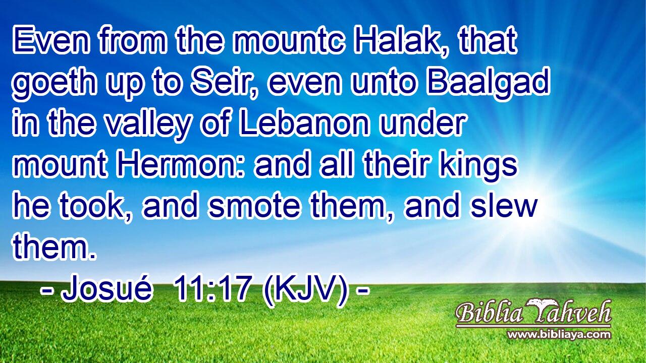Even from the mountc Halak, that goeth up to Seir, even unto Baalgad in the valley of Lebanon under mount Hermon: and all their kings he took, and smote them, and slew them.