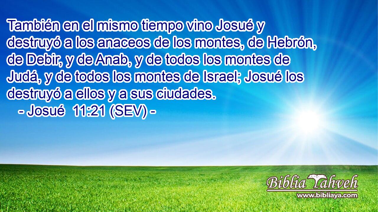 También en el mismo tiempo vino Josué y destruyó a los anaceos de los montes, de Hebrón, de Debir, y de Anab, y de todos los montes de Judá, y de todos los montes de Israel; Josué los destruyó a ellos y a sus ciudades.