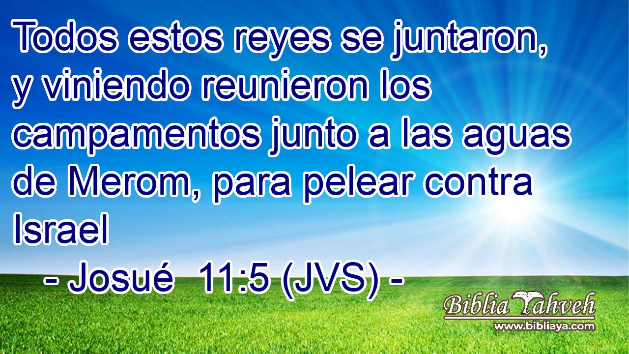Todos estos reyes se juntaron, y viniendo reunieron los campamentos junto a las aguas de Merom, para pelear contra Israel