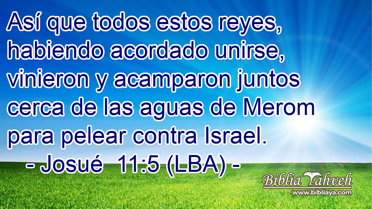 Así que todos estos reyes, habiendo acordado unirse, vinieron y acamparon juntos cerca de las aguas de Merom para pelear contra Israel.