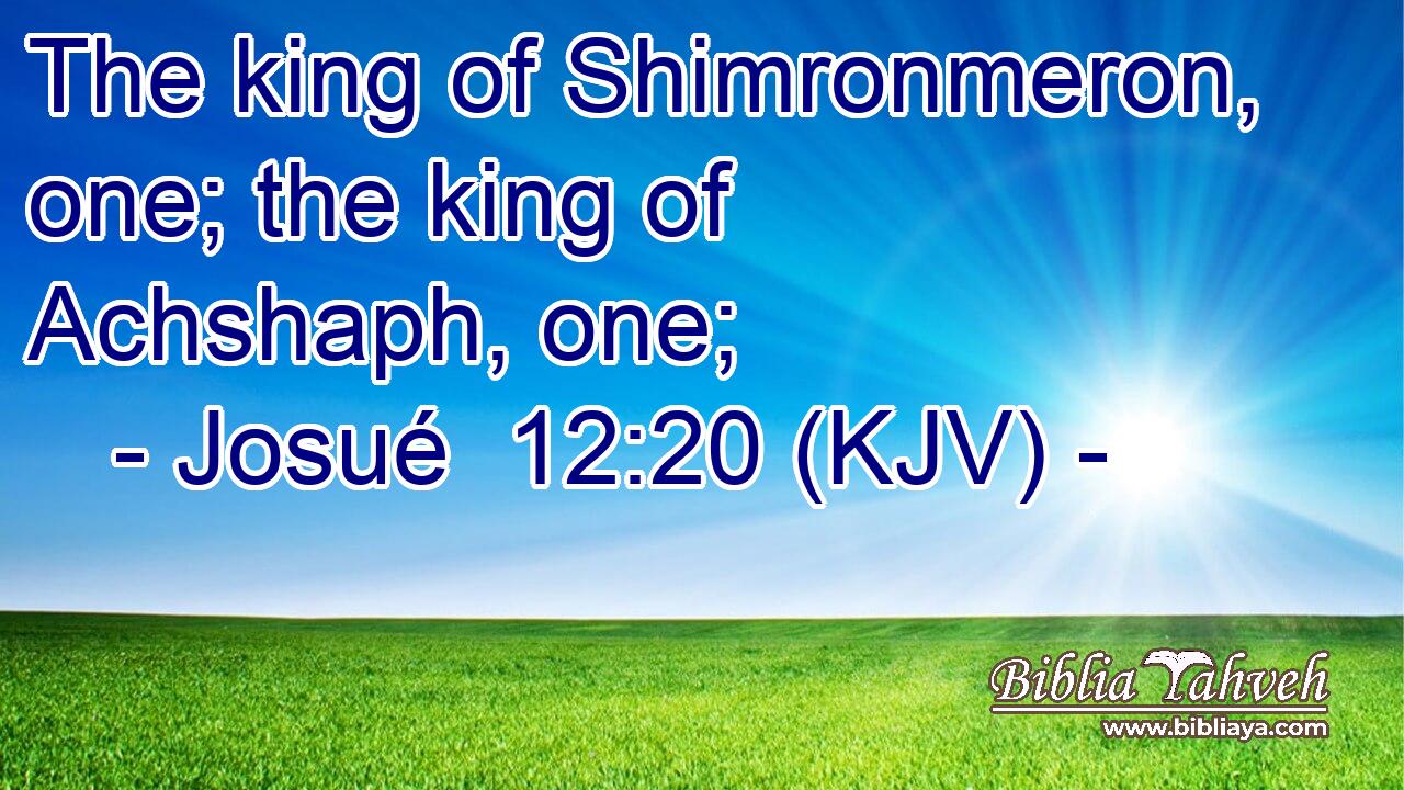 The king of Shimronmeron, one; the king of Achshaph, one;