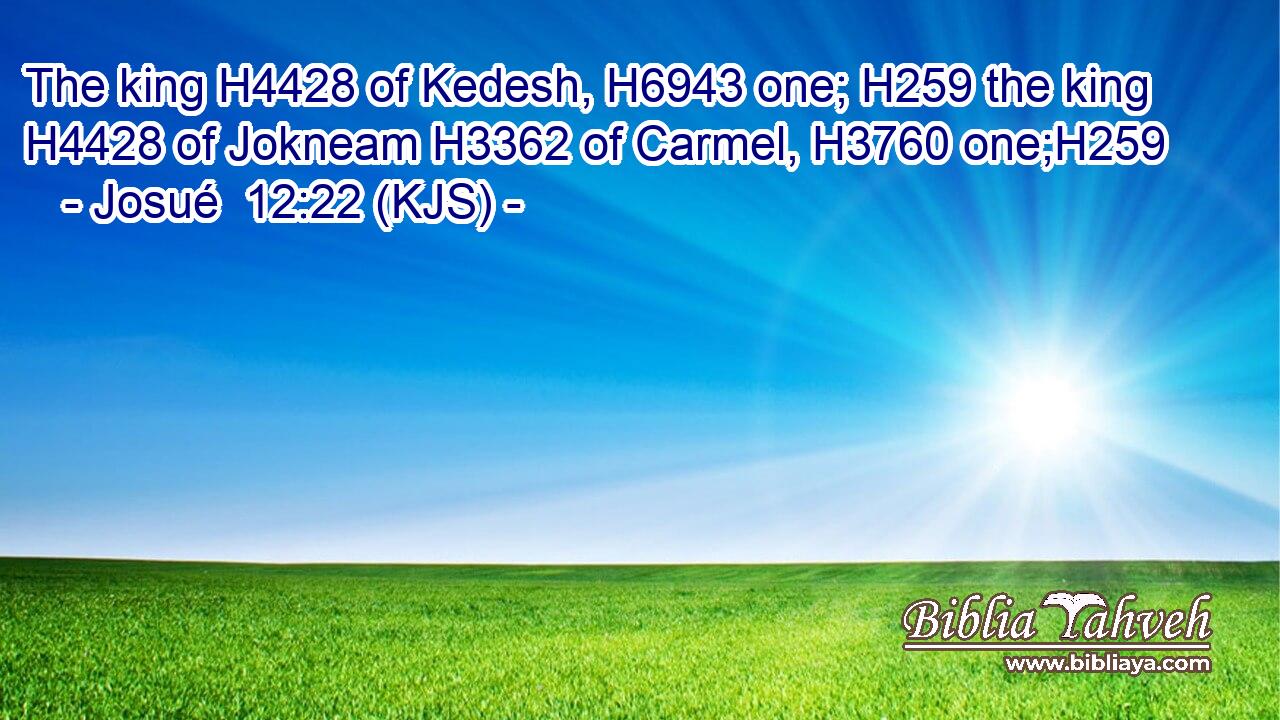 The king H4428 of Kedesh, H6943 one; H259 the king H4428 of Jokneam H3362 of Carmel, H3760 one;H259