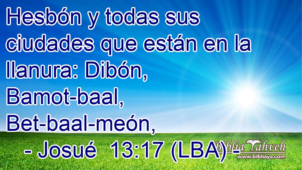 Hesbón y todas sus ciudades que están en la llanura: Dibón, Bamot-baal, Bet-baal-meón,