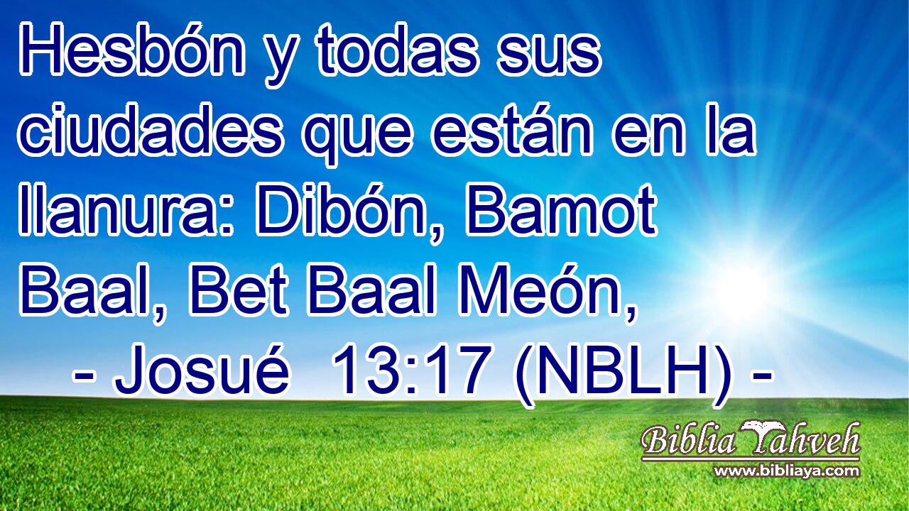  Hesbón y todas sus ciudades que están en la llanura: Dibón, Bamot Baal, Bet Baal Meón, 