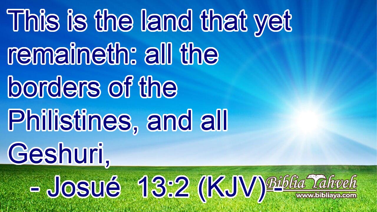 This is the land that yet remaineth: all the borders of the Philistines, and all Geshuri,