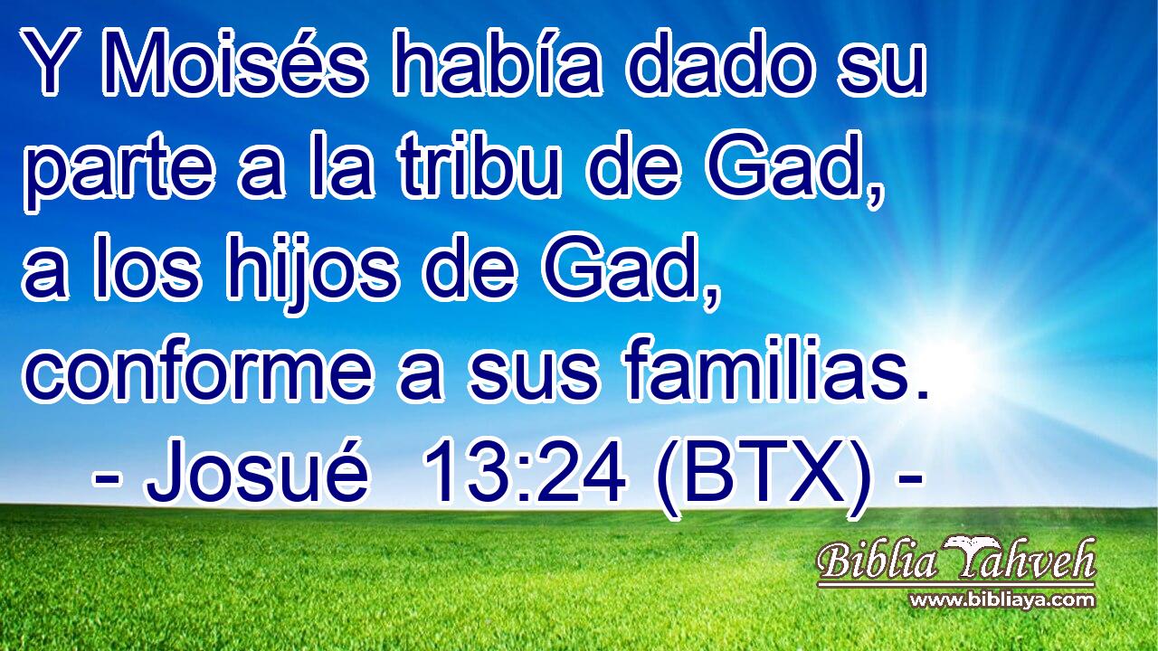 Y Moisés había dado su parte a la tribu de Gad, a los hijos de Gad, conforme a sus familias.