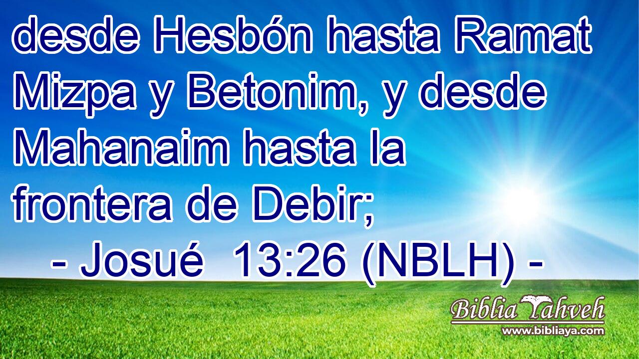  desde Hesbón hasta Ramat Mizpa y Betonim, y desde Mahanaim hasta la frontera de Debir; 