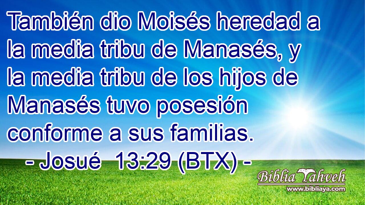 También dio Moisés heredad a la media tribu de Manasés, y la media tribu de los hijos de Manasés tuvo posesión conforme a sus familias.