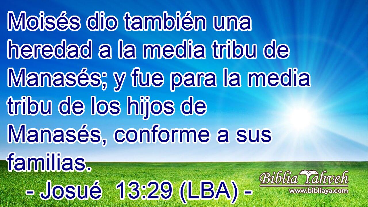 Moisés dio también una heredad a la media tribu de Manasés; y fue para la media tribu de los hijos de Manasés, conforme a sus familias.