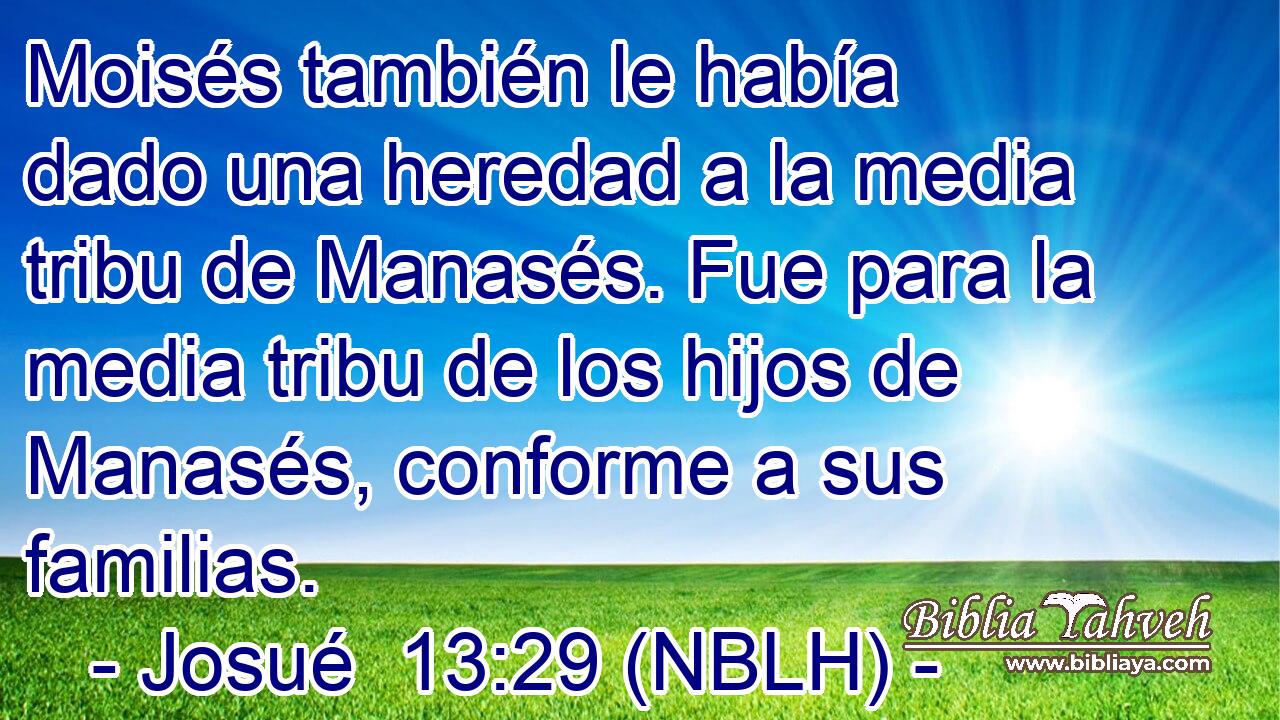  Moisés también le había dado una heredad a la media tribu de Manasés. Fue para la media tribu de los hijos de Manasés, conforme a sus familias. 