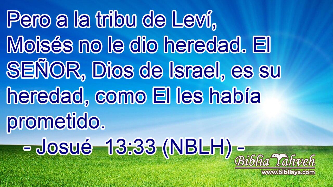  Pero a la tribu de Leví, Moisés no le dio heredad. El SEÑOR, Dios de Israel, es su heredad, como El les había prometido. 