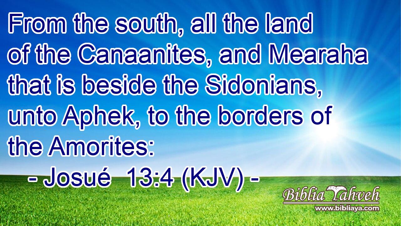 From the south, all the land of the Canaanites, and Mearaha that is beside the Sidonians, unto Aphek, to the borders of the Amorites: