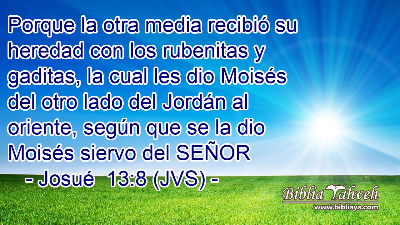 Porque la otra media recibió su heredad con los rubenitas y gaditas, la cual les dio Moisés del otro lado del Jordán al oriente, según que se la dio Moisés siervo del SEÑOR