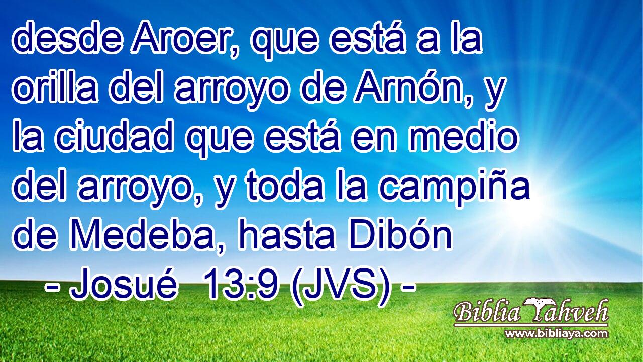 desde Aroer, que está a la orilla del arroyo de Arnón, y la ciudad que está en medio del arroyo, y toda la campiña de Medeba, hasta Dibón